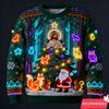 Maglione Brutto di Natale Stampa 3D Luce al Neon Finta per Donne Uomini Abbigliamento Buon Natale Pupazzo di Neve Divertente Babbo Natale Gesù Felpe Tuta