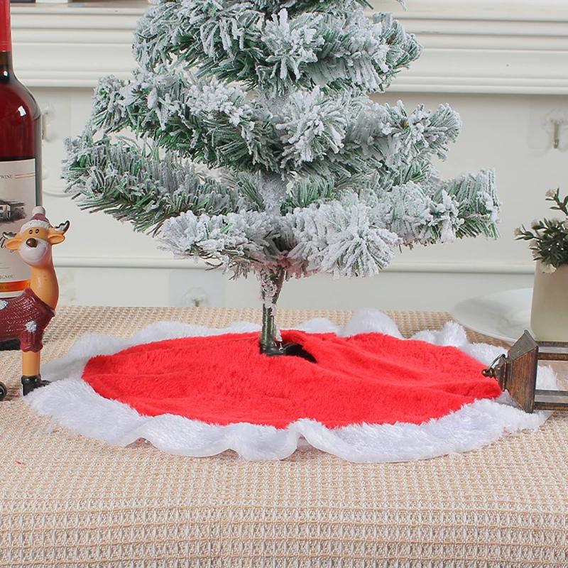 

15inch 38cm Plush Christmas Tree Skirt White Faux Fur Xmas Trees Sequin Carpet Mat Skirts For New Year Home Party Decorations 38cm