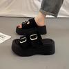 Thick-soled Muffin Sandals Women's New Versatile Denim Cloth Slippers Sports Sandals European Goods Are Increasing