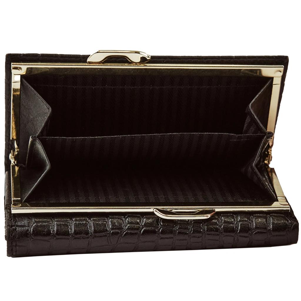Women' Leather Wings Wallet with RFID Protection and a Roomy Interior in Croco Black