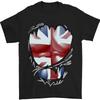 The Union Jack Bandiera Strappato Addominali T-Shirt 100% Cotone