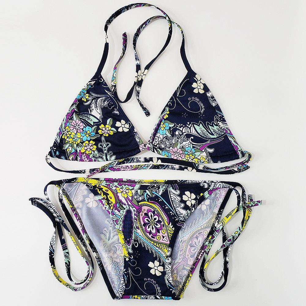 2025 Women's Floral Lace-Up Bikini with Chest Pad
