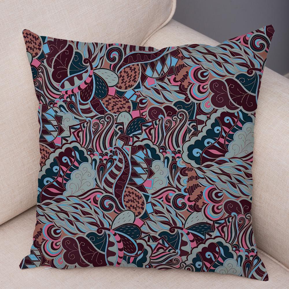 Bright Abstract Bohemian Floral Art Print Household Sofa Bedroom Decoration Pillow Cover Cushion Shell