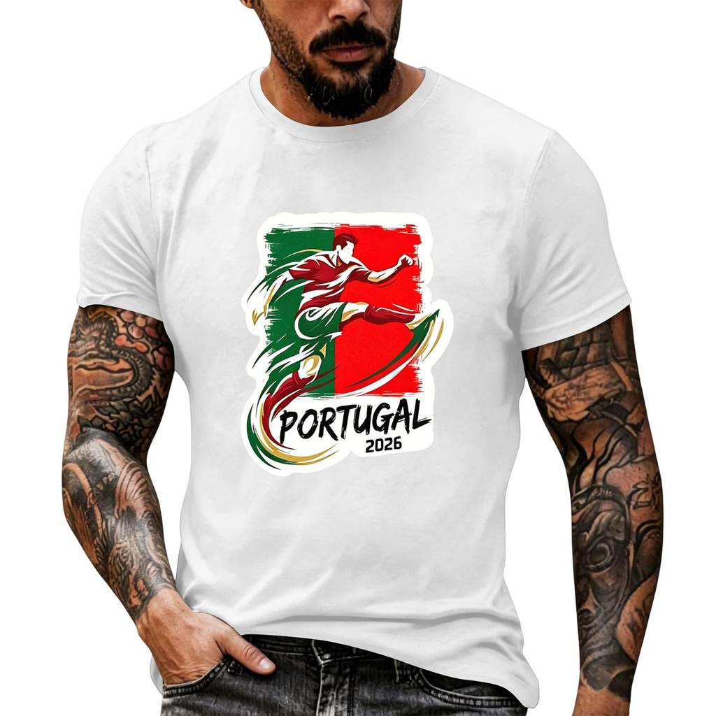 Men's Short Sleeve Crew Neck T-Shirt Soccer Graphic Print Casual Fit Lightweight Soft Fabric Comfortable Wear