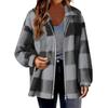 Fashionable Women's Plaid Lambskin Jacket With Pockets Button Plush Coat