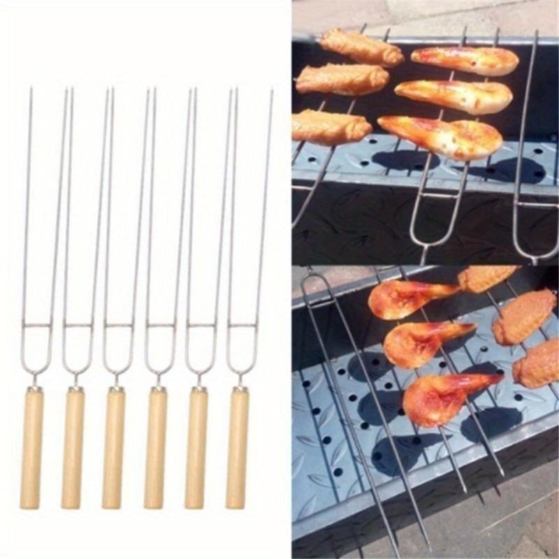6 Teile/satz Grill Werkzeuge Edelstahl Fleisch Grill U Form Gabel Kochen Im Freien Mais Halter BBQ Gabel Werkzeug