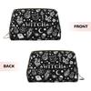 Black Witch Skull Moon Divination Leather Makeup Bag Large Travel Cosmetic Organizer Bag for Women Waterproof Toiletries Pouch