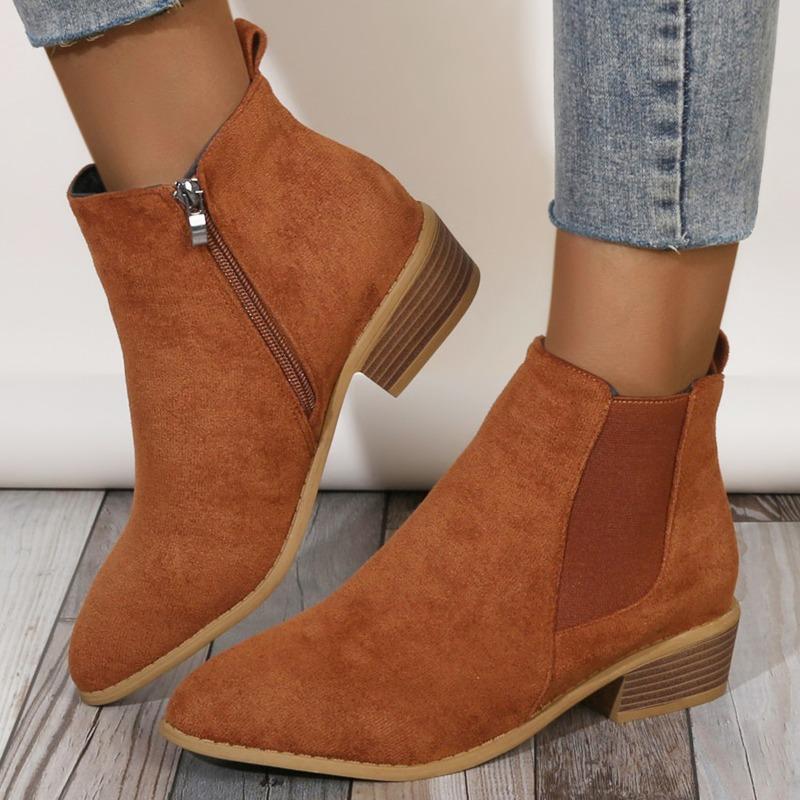 

Женские туфли из натуральной замши с эластичной вставкой на низком каблуке, осенне-зимние ботильоны, квадратный носок, повседневные короткие ботинки, размеры 36-43 43