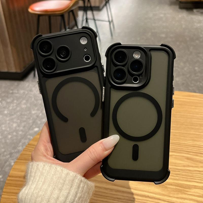Shockproof AirBag Matte Phone Case For For Iphone 17 Pro Max 16 Air 14 1 For Magnetic Wireless Charging Bumper Back Cover