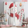 2pcs,2D Plane Printing Popular Curtain Panels Cute Snowman Christmas Holiday (3) Polyester Fabric (without Rod) Holiday for