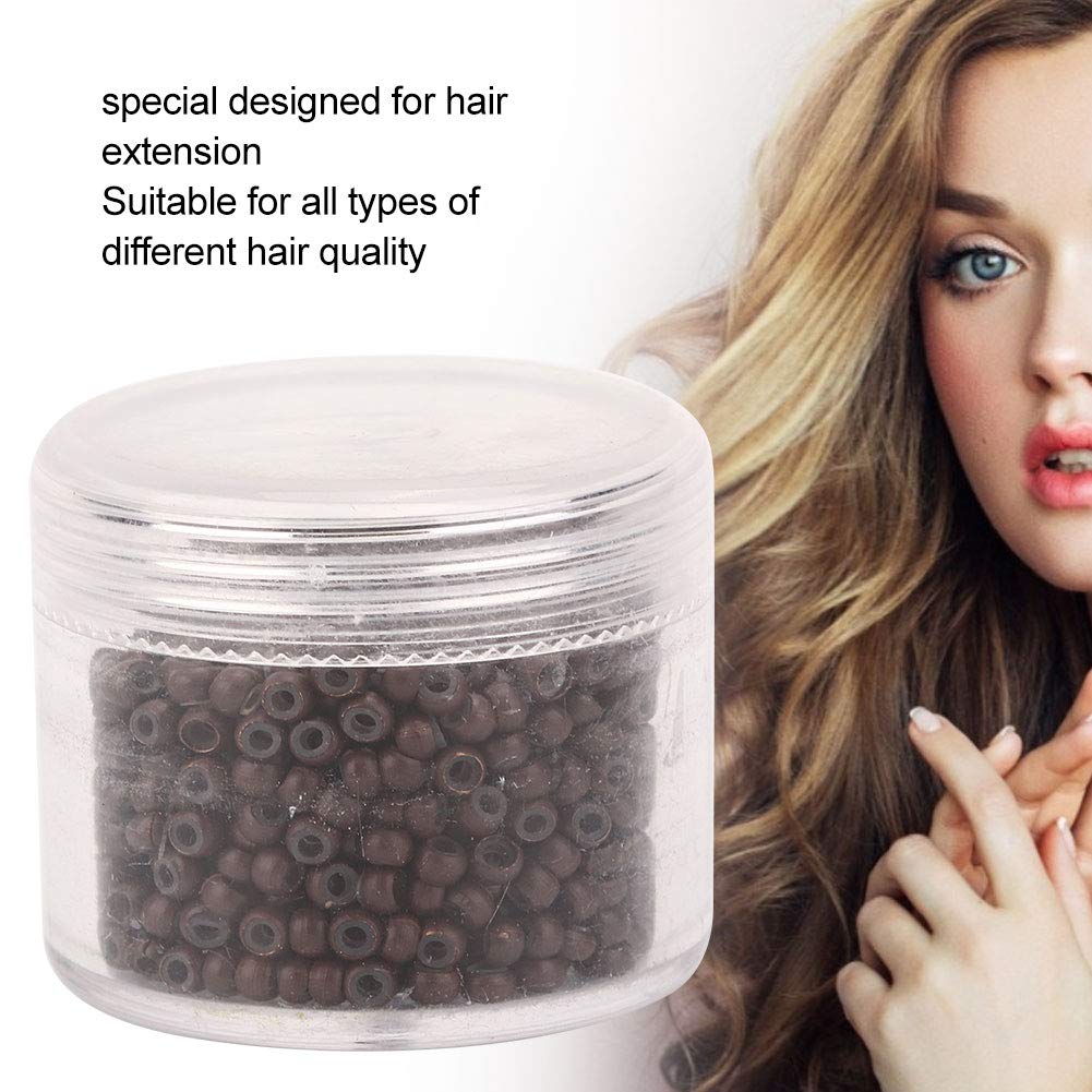 

1000pcs Hair Extension Ring, Hair Extension Link, 3mm x 2mm Silicone Micro Links Rings Beads Hair Extension Tool (medium brown) чёрный