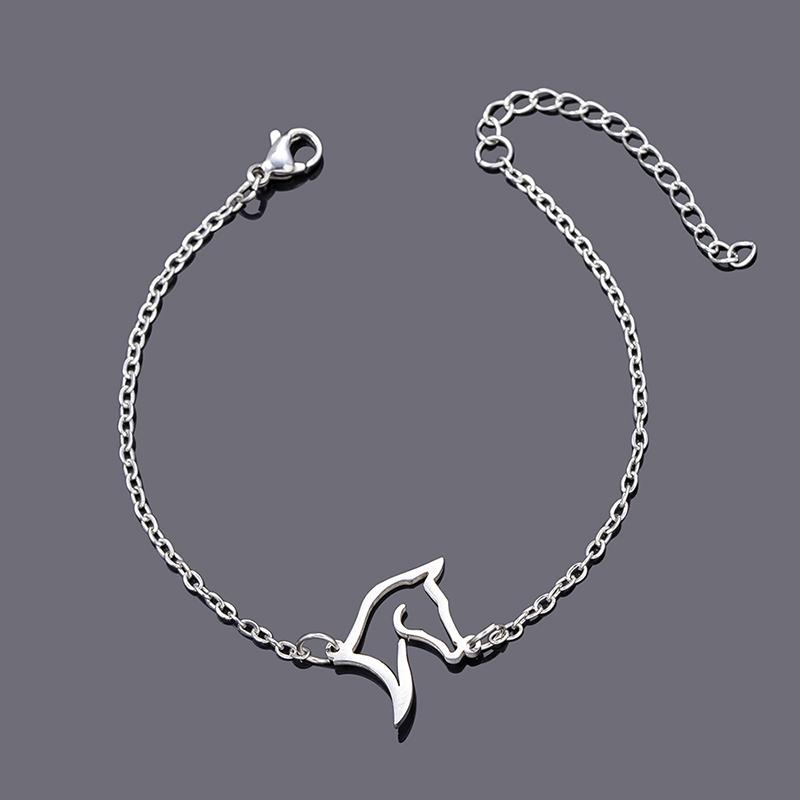 

Браслет-шарм из нержавеющей стали с полым единорогом и головой лошади, браслеты-цепочки из нержавеющей стали для женщин и девушек