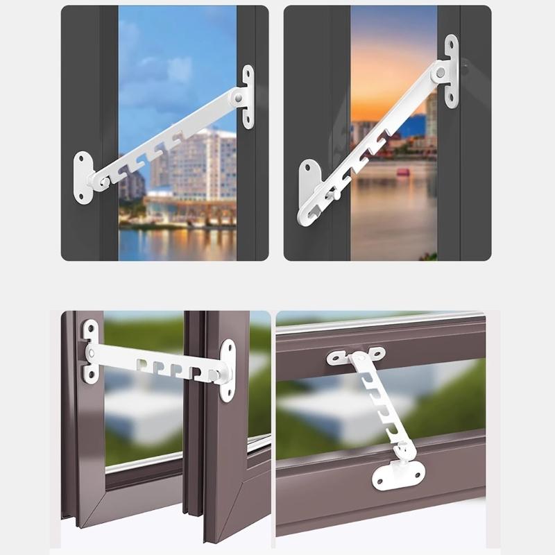 2pcs Heavy Duty Window Limiters Multiple Angles Control with Security Lock Window Clamp Set Suitable for Various Window