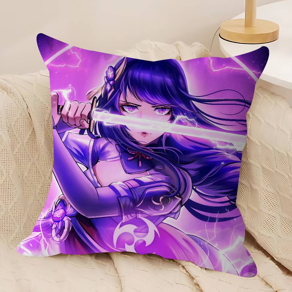 G-Genshin Impact Raiden Shogun Dekorative Raumästhetik Kissenbezug Heimdekor Schlafzimmer Sofa Bett Couch Kissenbezug 45x45