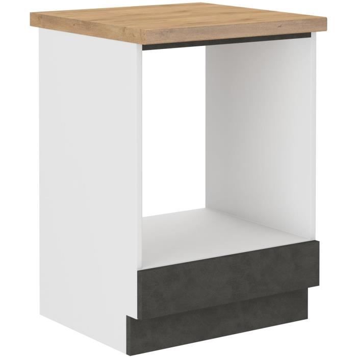 Base Unit for Built-in Oven with Worktop - Matt Gray - L 60 X D 51.6 X H 85 Cm - LASSEN