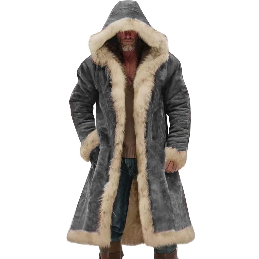 Herren Einfarbig Knopf Tasche Arbeitskleidung Plus Jacke Herren Lässiger Langer Mantel