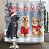 Christmas Shower Curtain For Bathroom Merry Christmas Bathroom Shower Curtain Sets Three Dogs Falling Snowflakes Snow Scenery