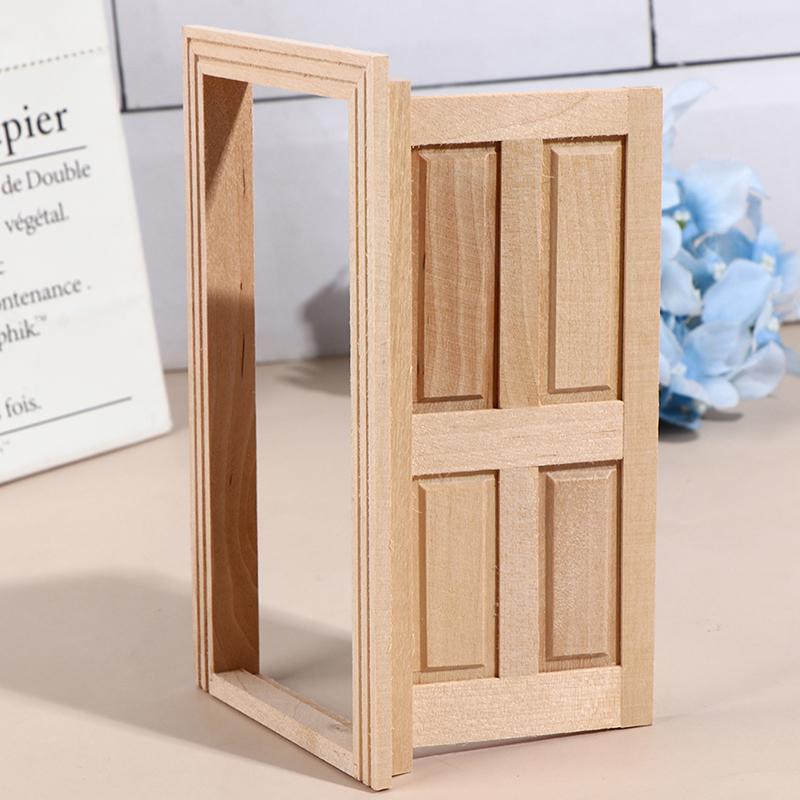 1/12 Dollhouse Miniature Diy Wood External Single Door Unpainted Accessories