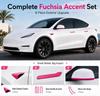 Fuchsia Pink Exterior Set for Tesla Model Y Model 3 2026 HW4.0 8PCS Door Handle Covers Side Camera Covers Mirror Trim Strips