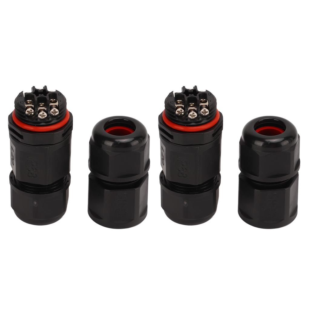 2pcs 380V Junction Box Connector IP68 Waterproof Screw Crimping Waterproof Cable Connector with Plastic Case for