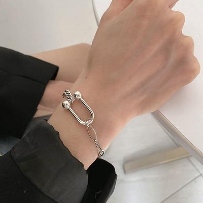 Sterling Silver High Quality U-shape Chain Fashion Bracelet For Women lNS Simple Persanality Jewelry Adjustable Party