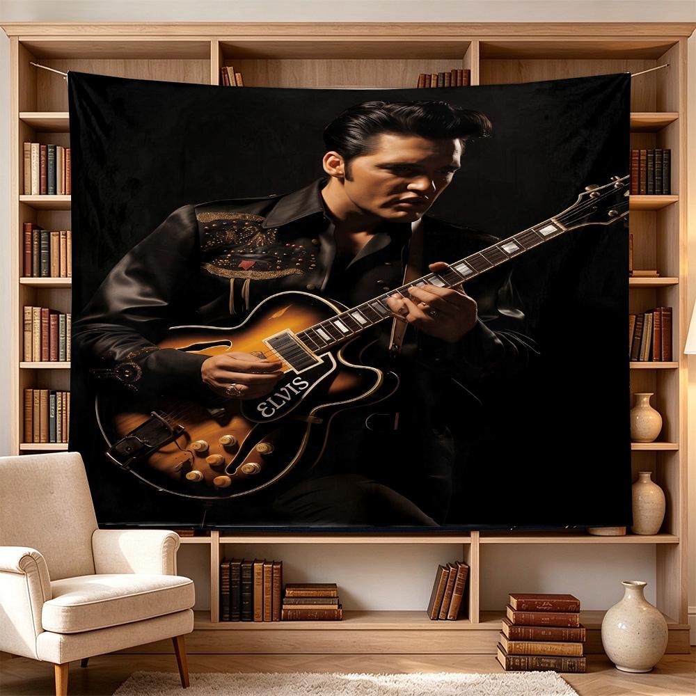 Elvis Presley Guitar Performance Large Size Wall Tapestry, Room Aesthetic Decor for Living Room Party Background,Perfect Gift
