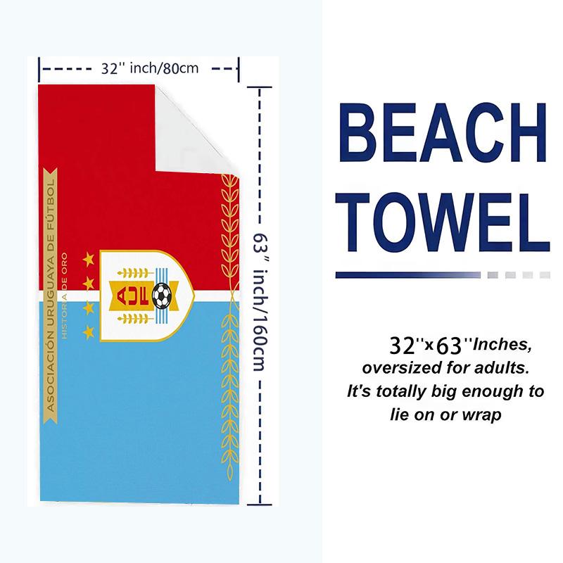 Uruguay Celeste Football Print Beach Towel, Large Soft Quick Dry Towel for Beach Camping Swimming