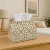 1pc Vintage Geometric Tile Decorative Green And Beige Star Pattern Tissue Holder with Storage Organizer for Home, Kitchen, Vehicle, Spill-Resistant An