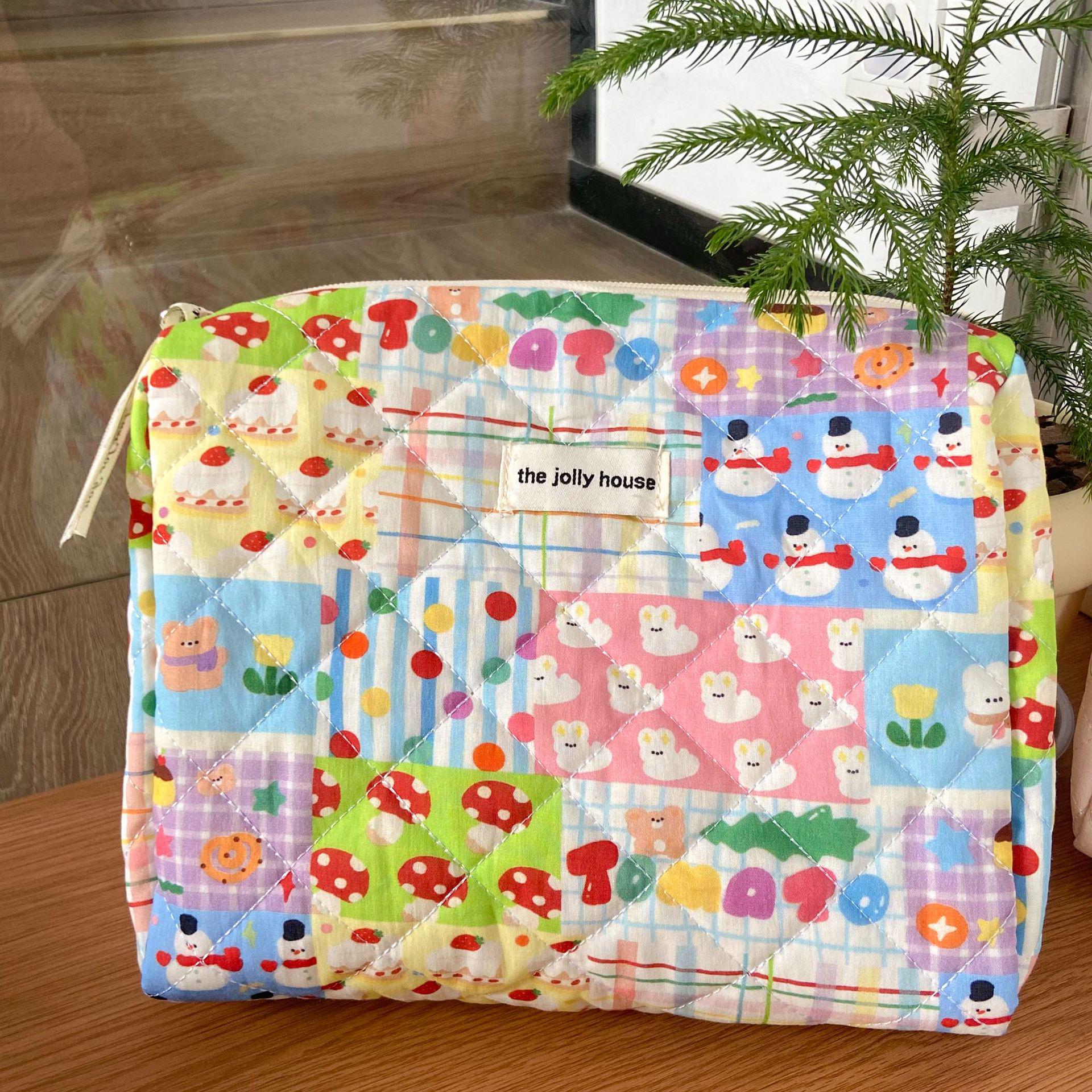 

Colorful Quilted Cosmetic & Storage Bag - Cute, Portable, Large Capacity Handbag for Students & Girlfriends