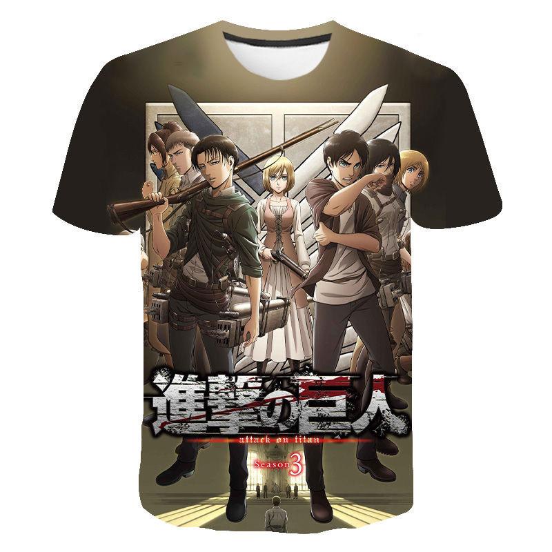 Fashion Attack on Titan 3D Printed T-Shirt, Anime Graphic Tee, Lightweight Polyester Breathable Casual Streetwear Clothes