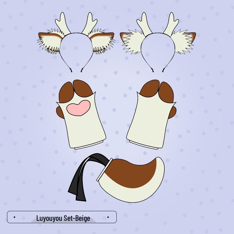 Plush Deer Antler Headband with Animal Ears - Cute Christmas Cosplay Hair Accessory for Women