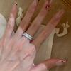 Zircon Full Diamond Heavy Industry Ring T Square Diamond Sugar Cube Lace Bright Galaxy Ring Half Ring Diamond Row Ring