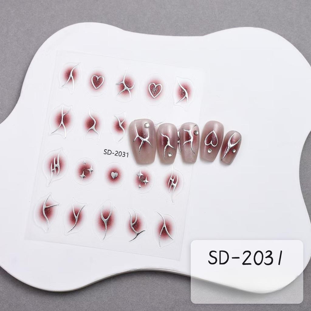 New Silver-scalding Line Flame Nail Art Sticker Metal Mirror Irregular Sticker Cool Nail Decal Decoration
