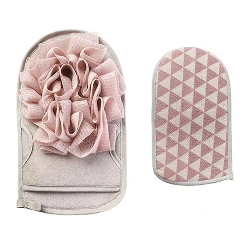 A Three-Color Optional Simple Flower Type Scrub Towel Glove Type Household Double-Sided Bath Products Strong Dust Rub Mud