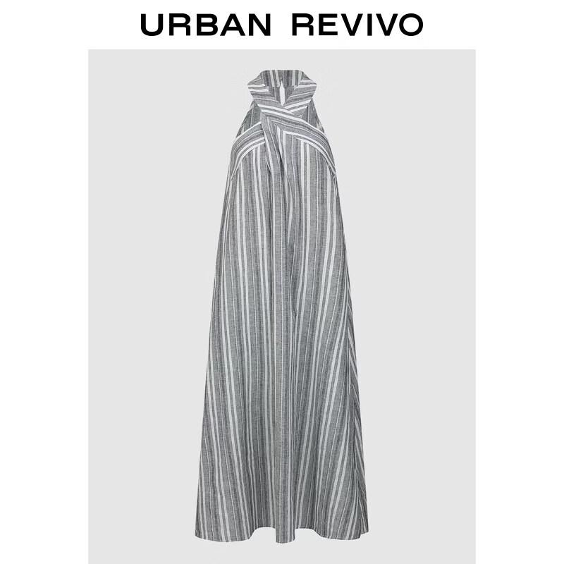 UR2026 Women's Casual Stripe Halter Neck Dress