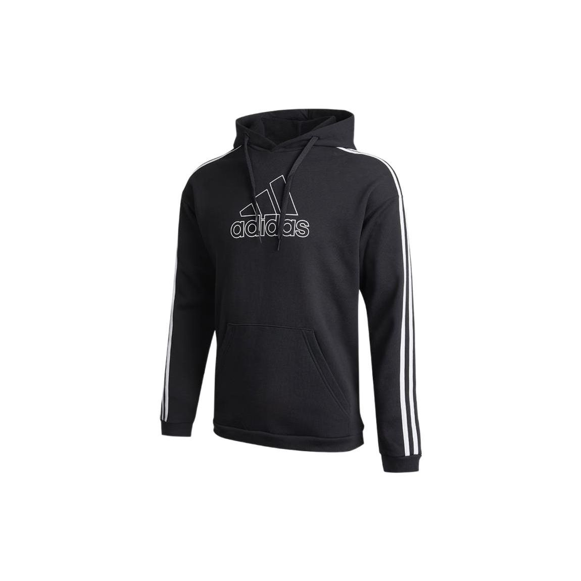 Adidas Logo Print Drawstring Hoodie Men Black GV5181 XL
