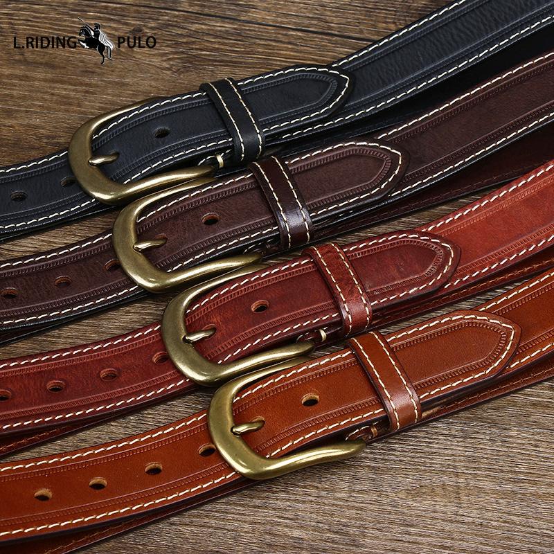 Handmade Vintage Distressed Frosted Leather Pin Buckle Men's Cowhide Belt Men's Casual Belt