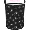 Dark Skull Laundry Basket with Handle Waterproof Collapsible Cloth Hamper Round Storage Basket for Bathroom Bedroom College Dorm