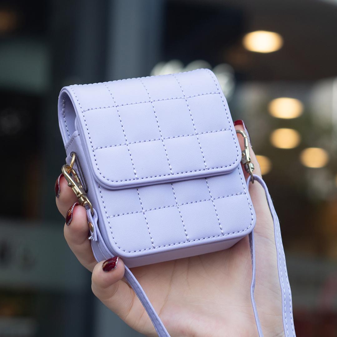 

Чехол-кошелек через плечо из кожи с ремешком для Samsung Galaxy Z Flip6 Flip5 Flip4 Flip3 Huawei Nova Flip Pockt2 Moto Raer40 OPPO Find N3 Flip Protect Cover Moto Raer 50 Ultra фиолетовый