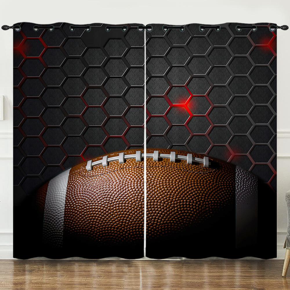 Curtains Sports Football Baseball Dark Wind Curtains Bedroom Non-Perforated Blackout Curtains