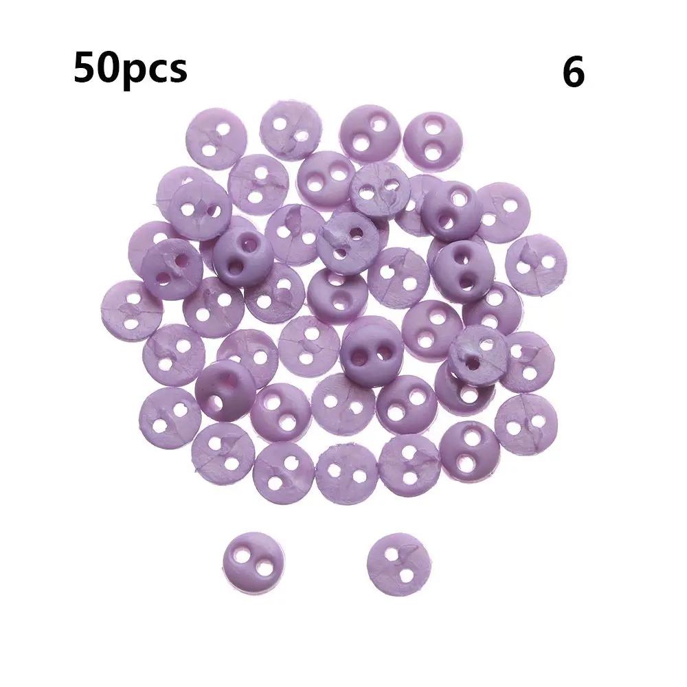 50Pcs 4mm Mini Buttons For DIY Doll Clothes Round Candy Color 2 Holes Card Making Scrapbooking Buttons Sewing Accessories