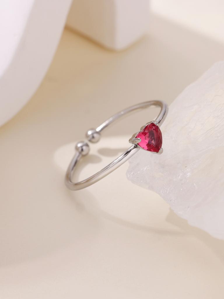 Fashion Zircon Heart Birthstone Rings For Women Stainless Steel Color Birthstone Ring Aesthetic Wedding Jewelry Gift