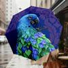 1pc Parrot Flowers Automatic Folding Umbrella 8 Rib Iron Frame,  Suitable for Travel, Daily Use, Birthday, Women & Men Gift