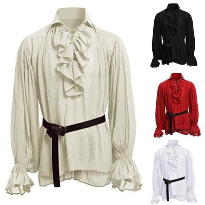 2025 European & American Medieval Men's Lace-Up Puff Sleeve Performance Top E3J065