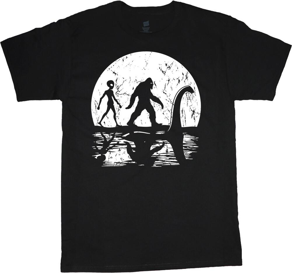 Alien Sasquatch Loch Ness Monster Funny Bigfoot T-shirt Mens S