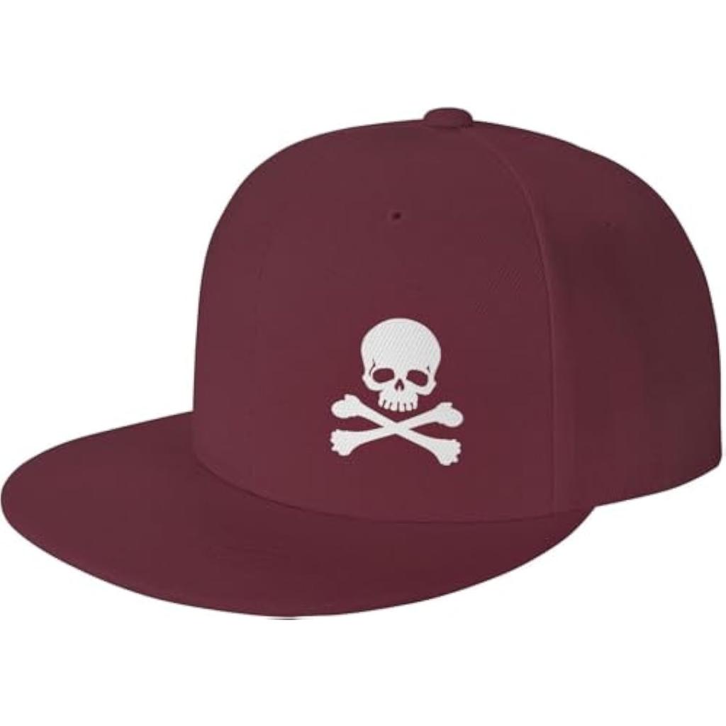 Pirate Skull And Crossbones Flat Brim Cap Polyester Outdoor Adult Baseball Snapback Hat