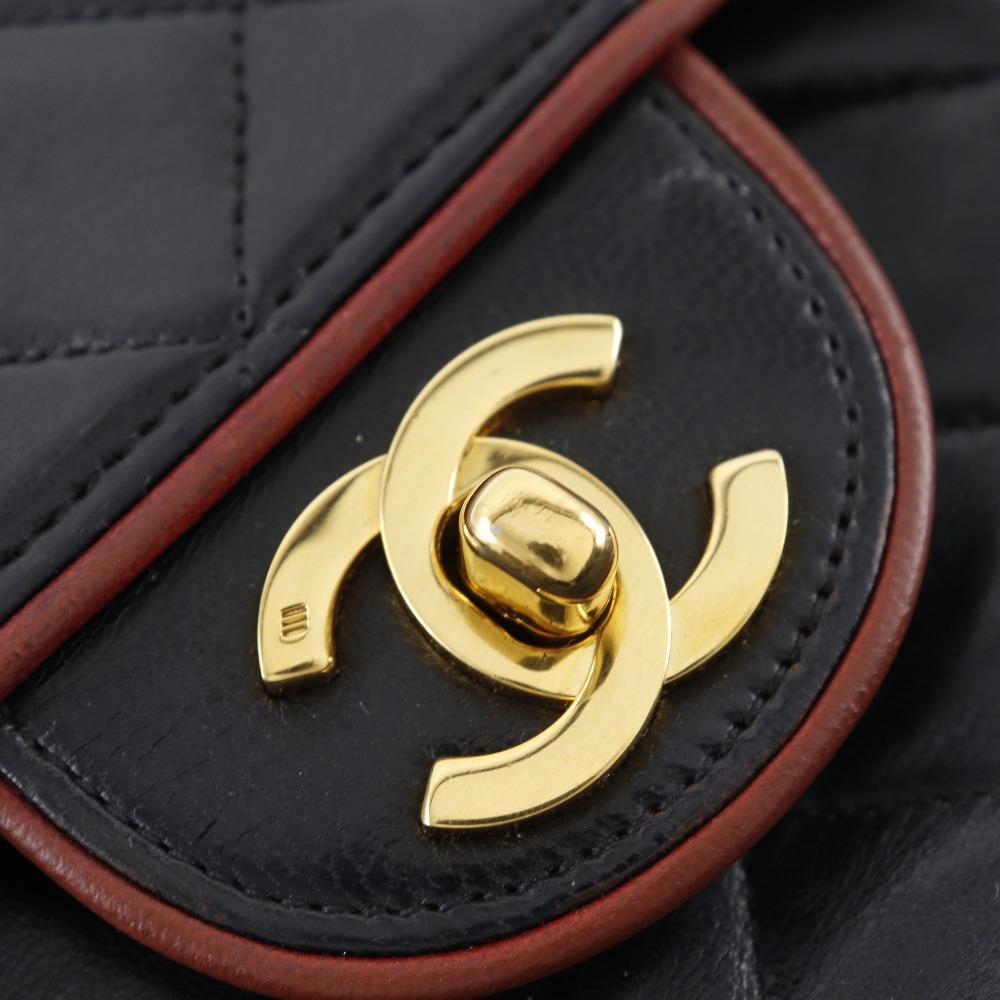 Chanel ChainShoulder Shoulder Bag Matelasse Double Chain Black Lambskin Women Used
