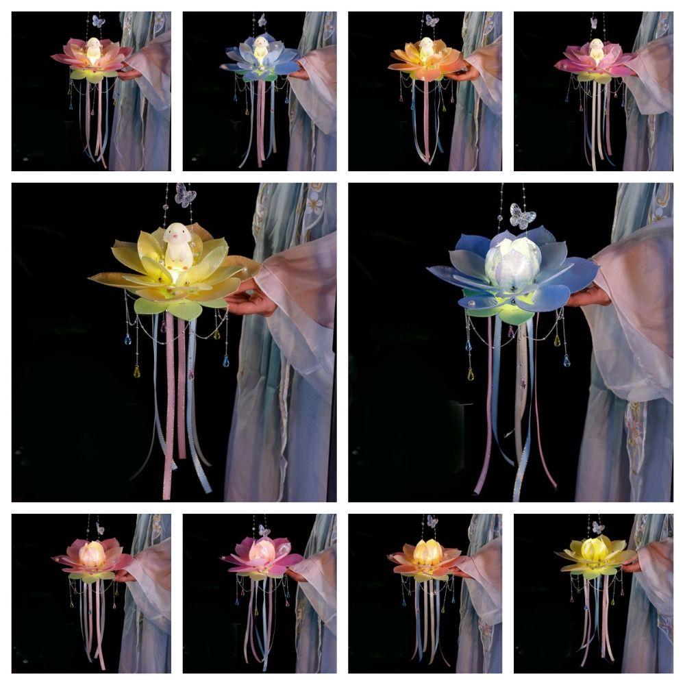 Blossom Lotus Flower Lanterns Handheld Rabbit Lotus Lantern  Party Supplies