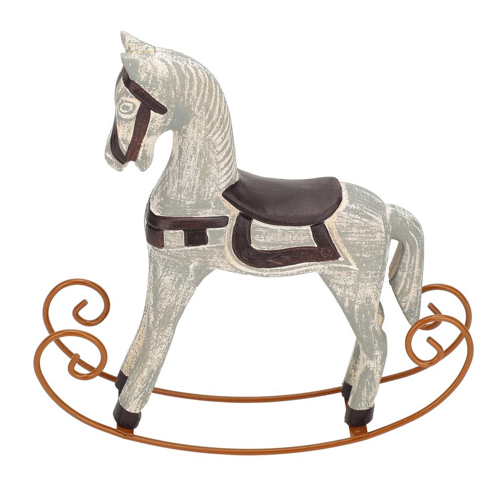 Rocking Horse Ornament Vintage Decorative Table Decoration Resin Iron Bookshelf Decor