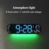Large Digital LED Wall Clock Multifunctional Adjustable Atmosphere Light Color Changing Electronic Alarm Clock